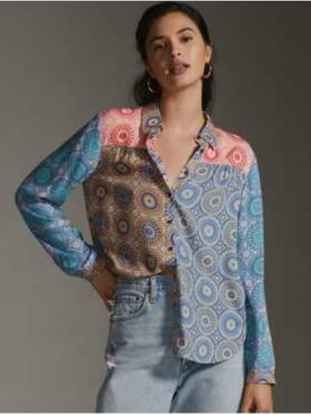 ❤️ NWT! Anthropologie x Maeve The Paz Colorful Printed Boho Longsleeved Blouse